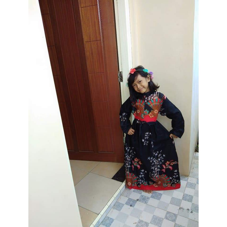 JAVA GA008 gamis anak batik katun halus couplee pekalongan grosir murah motif bunga