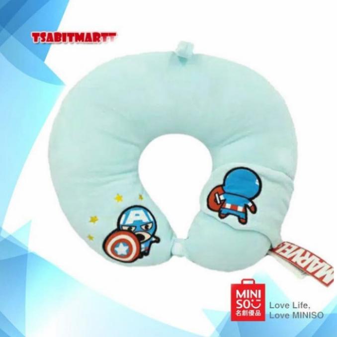 Miniso Marvel U-Shaped Neck Pillow Bantal Leher Plus Penutup Mata