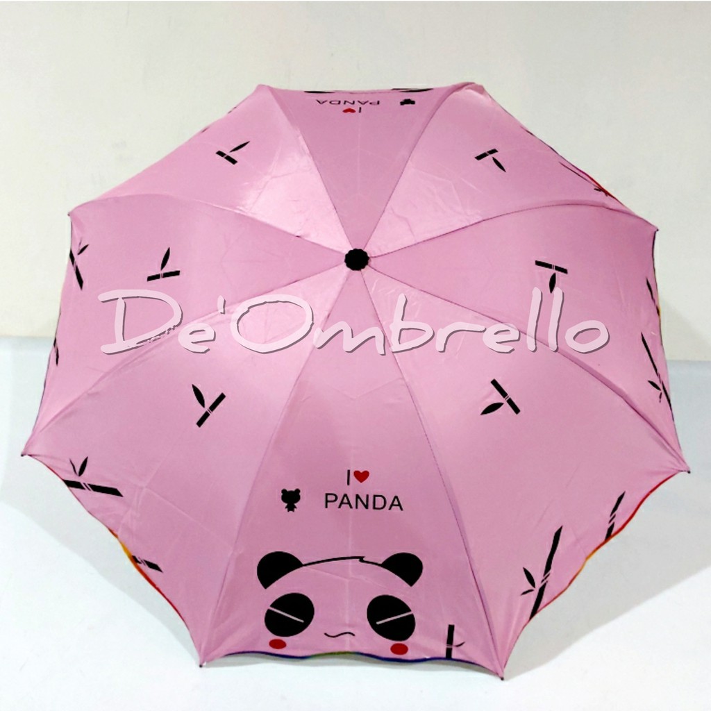 (428)Payung Fancy Motif I ❤ Panda Gelombang Anti UV