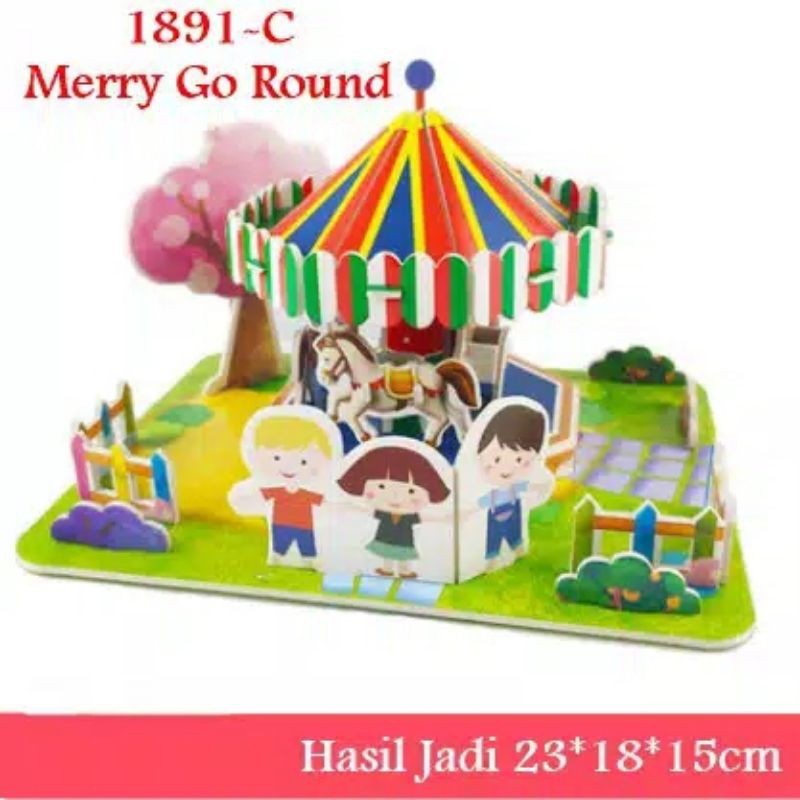 Mainan 3D Puzzle Merry Go Round | 1891-C - Hadiah Ultah | Puzzle 3 Dimensi