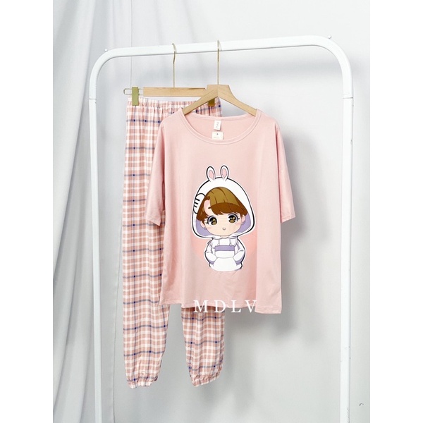 MDLV ~ BAJU TIDUR SET JOGGER BTS PINK CP BAJU TIDUR IMPORT CEWEK BEST SELLER PIYAMA DEWASA FASHION IMPORT