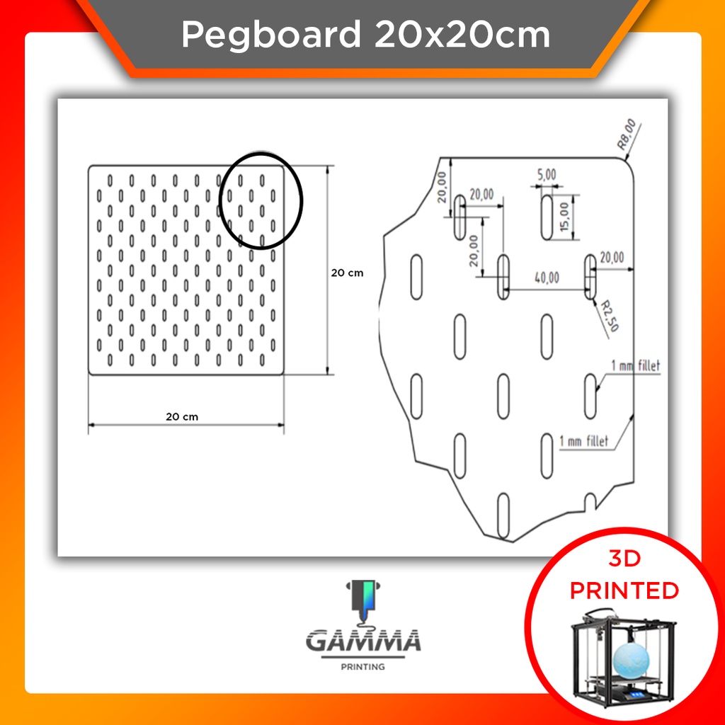 Papan Berlubang Pegboard SKDIS 20x20cm