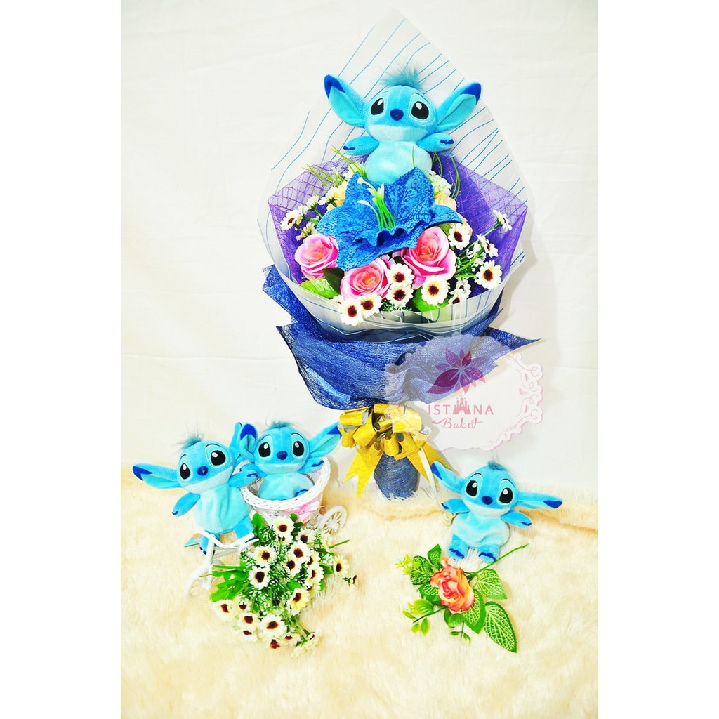Promo Buket Boneka stitch Hand bouquet hadiah wisuda bunga Berkualitas