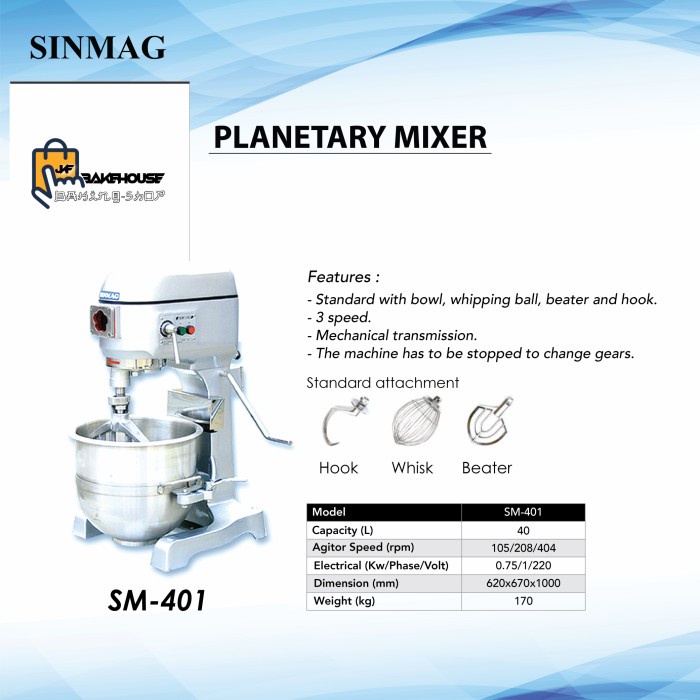 PLANETARI MIXER SINMAG SM-401 40 LITER