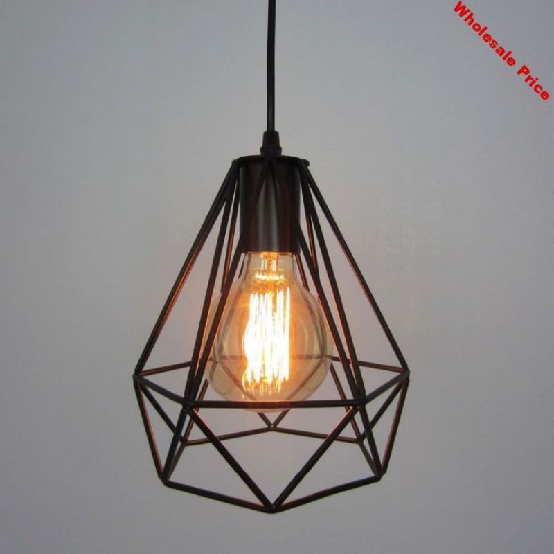 fitting kap lampu gantung minimalis hias besi