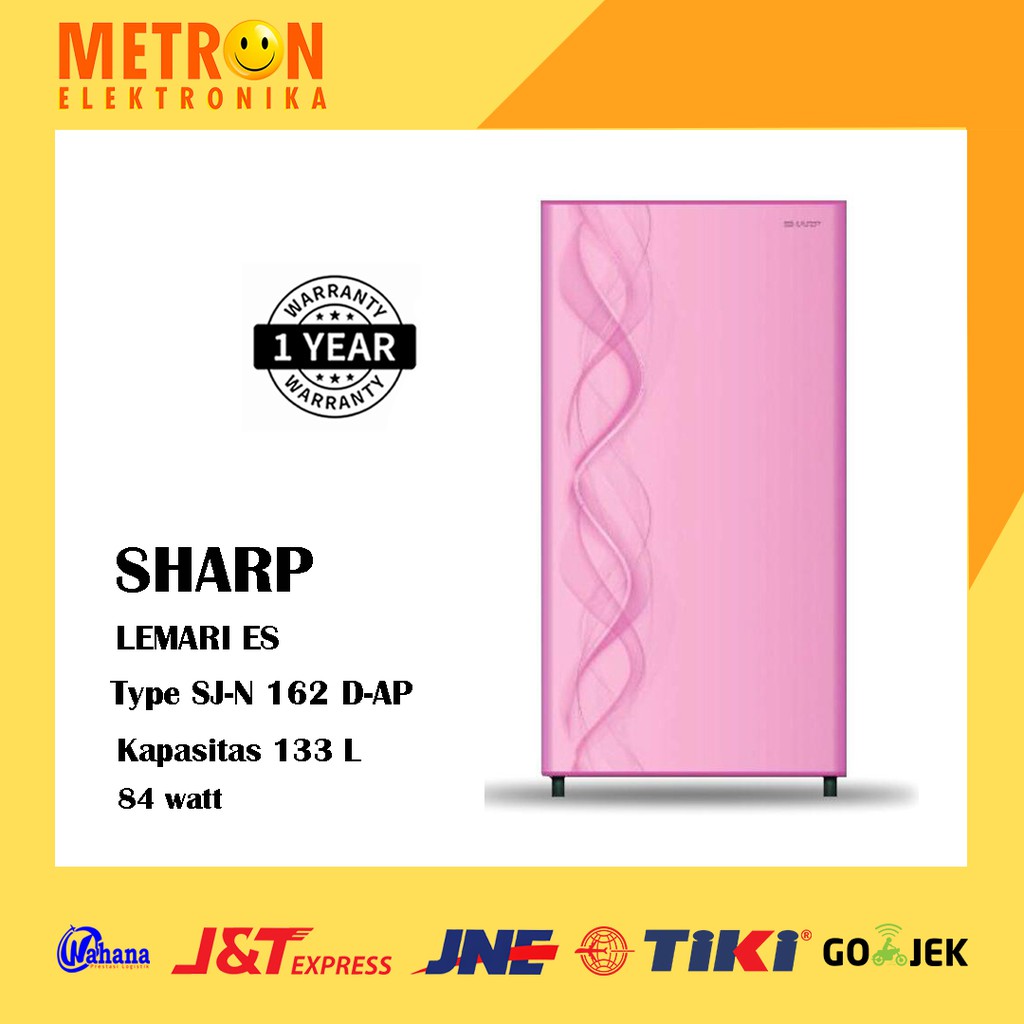 SHARP SJ N 162 D AP / AURORA PINK KULKAS LEMARI ES 1 PINTU 133 LITER / SJN162DAP