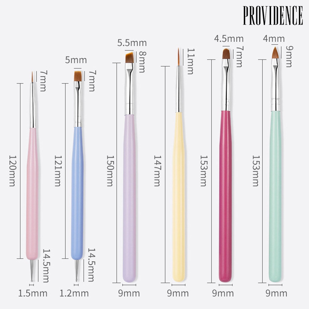 Providence 6pcs / Set Pen Brush Nail Art Warna Macaron