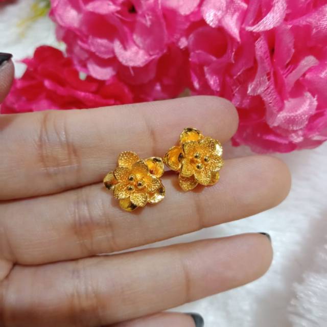 Anting stud gold xuping rose 04