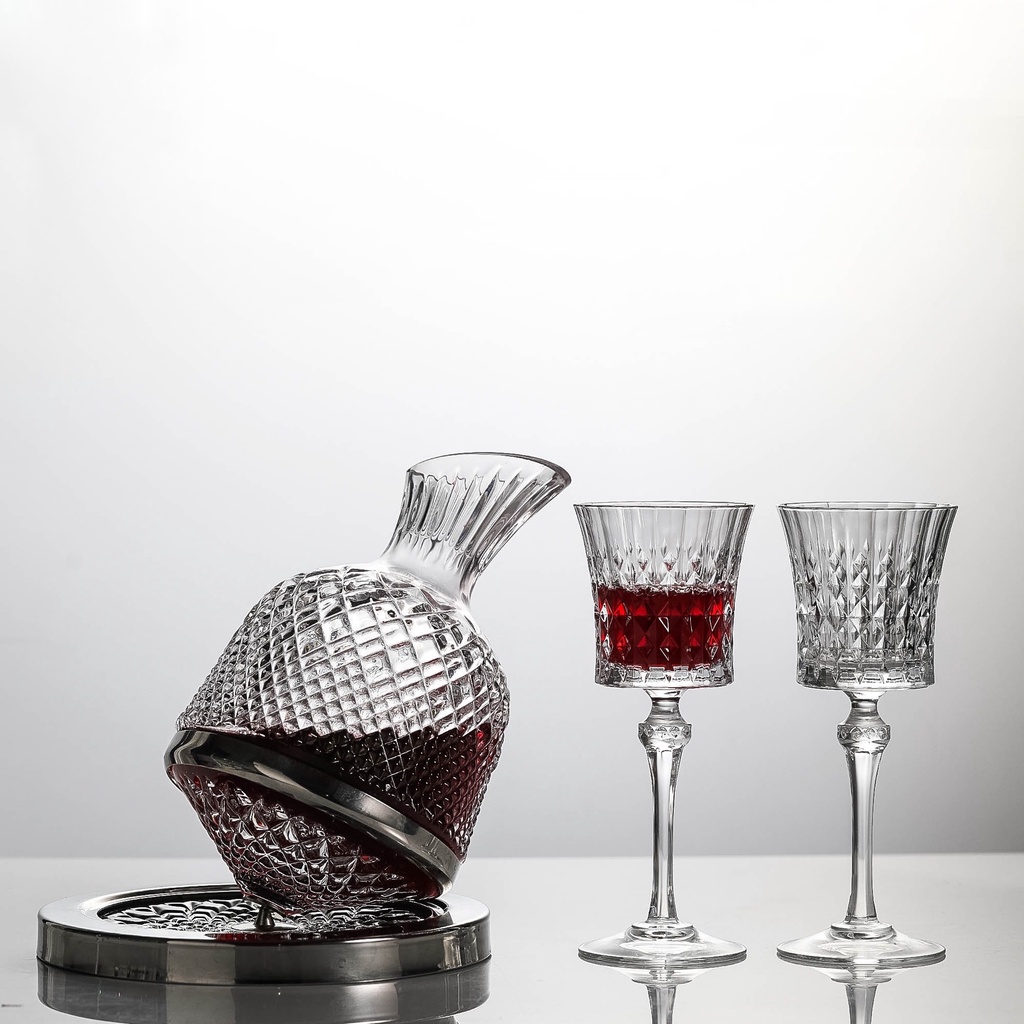 Gelas Kaca Wine Set 3 Pcs Motif Timbul/ Gelas Kaca Whiskey  / Gelas Kaki Kaca / Gelas Dinner / Gelas