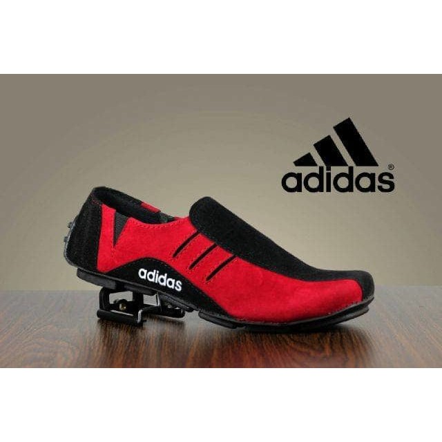 MS Shop - Sepatu Keren Slip On Pria Adidas Neymar Hitam Merah Slop Suede Kasual Selop Santai Cowok