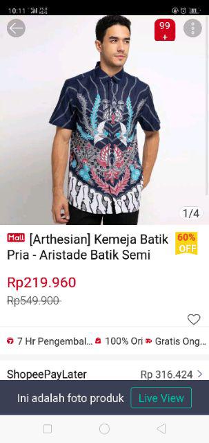 [arthesian] Kemeja Batik Pria  - Aristade Batik Semi Dobby