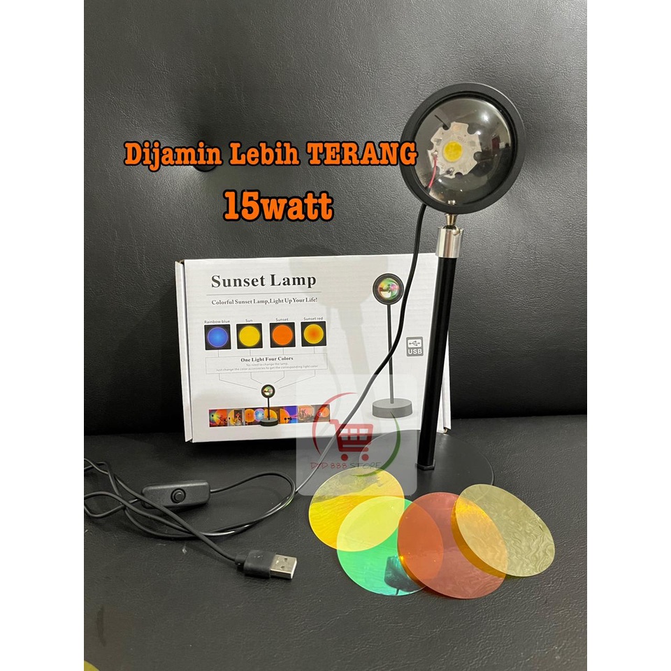 Lampu Sunset Lampu Fill Proyektor Lampu Tidur Led Motif Matahari Terbenam Warna Pelangi Sunset Red