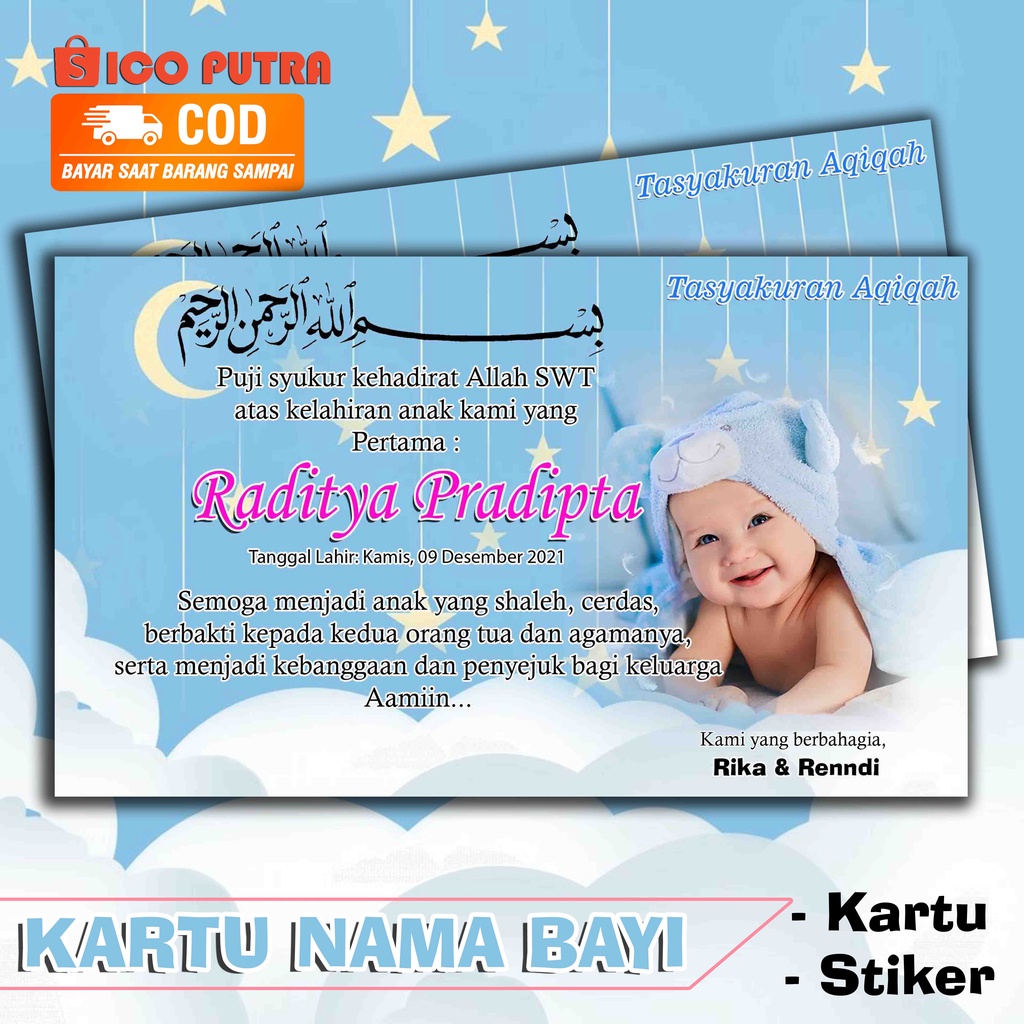 Kartu Nama Tasyakuran Aqiqah Bayi