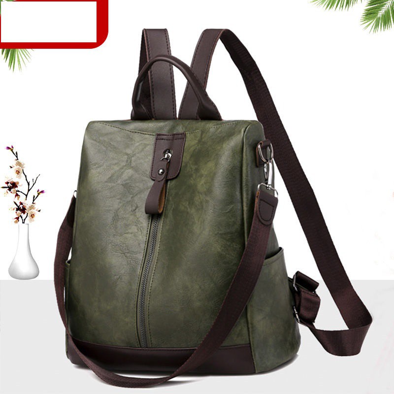 BJ2495 - BLACK/BROWN/GRAY/GREEN - TAS RANSEL BACKPACK KULIT SINTETIS FASHION WANITA BAGSTORE JAKARTA TERLARIS JT495 CR7551 BQ3087 LT1807