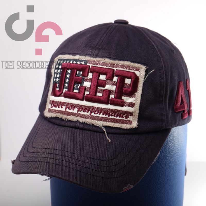 Topi Cap merk Jeep motif koyak (bukan minus) , Prelove Bekas Second Original