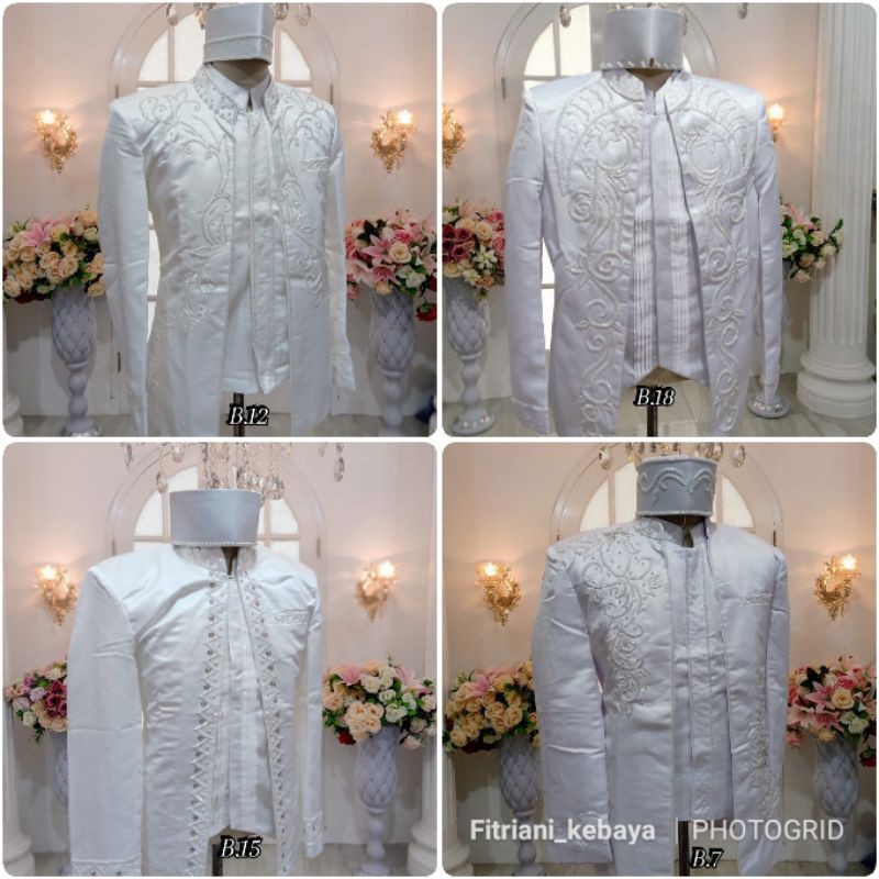 beskap bridal/beskap pengantin/basofi putih/baju akad pengantin pria