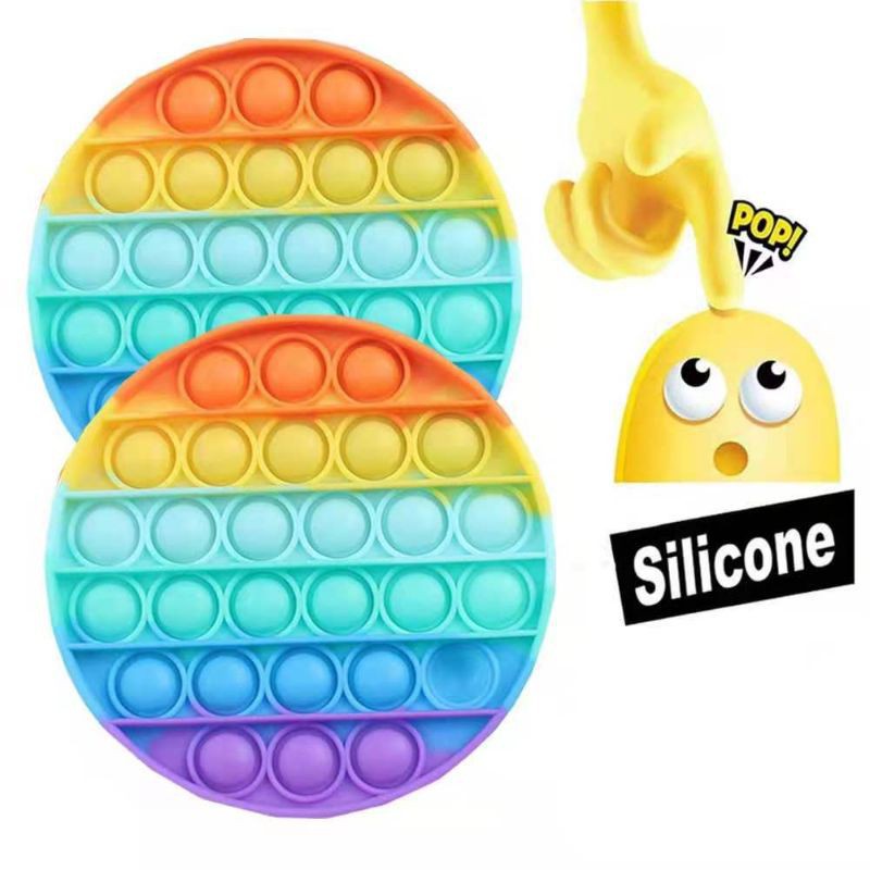 New Rainbow Pop It Round Fidget Kids Toy Push Bubble Stress Relief-5