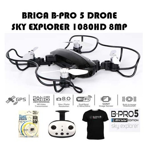 Brica B-PRO5 SE Sky Explorer - Drone GPS 8MP, Max Flight Time 16 Menit, Black