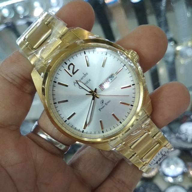 Jam Tangan Pria Alexandre Christie 1012 Gold Original