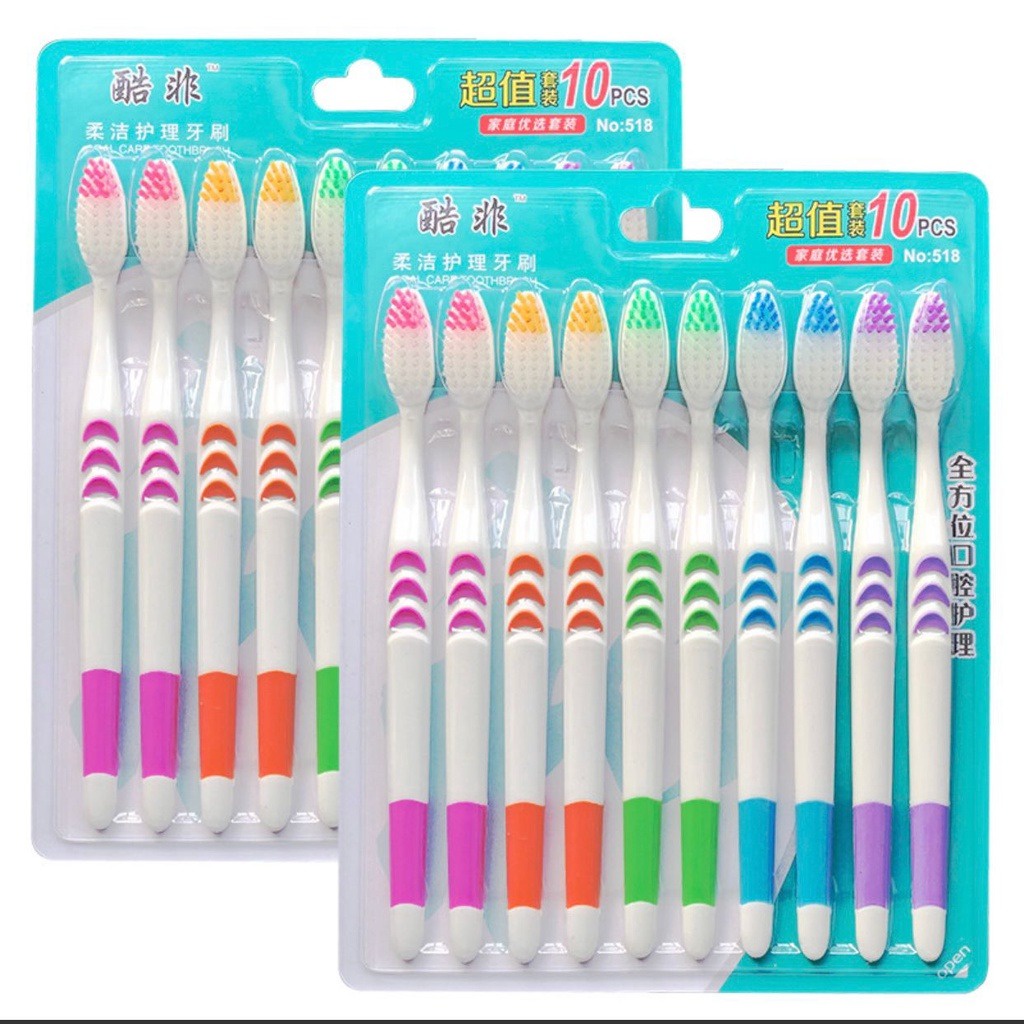 Sikat Gigi  1 Set isi 10pcs Sepaket 1 Pack Tootbrush  Double Care Sensitive Soft-Sweet Bee Sikat Gigi Dewasa Nano Tech Sikat Gigi Medium Import Murah