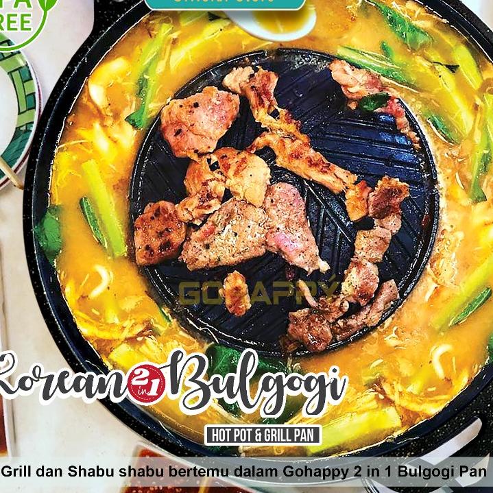 Update - Halo2 in 1 Panci Shabu shabu bulgogi grill pan GHK39 KOREAN Mookata Pemanggang - pot Alat P