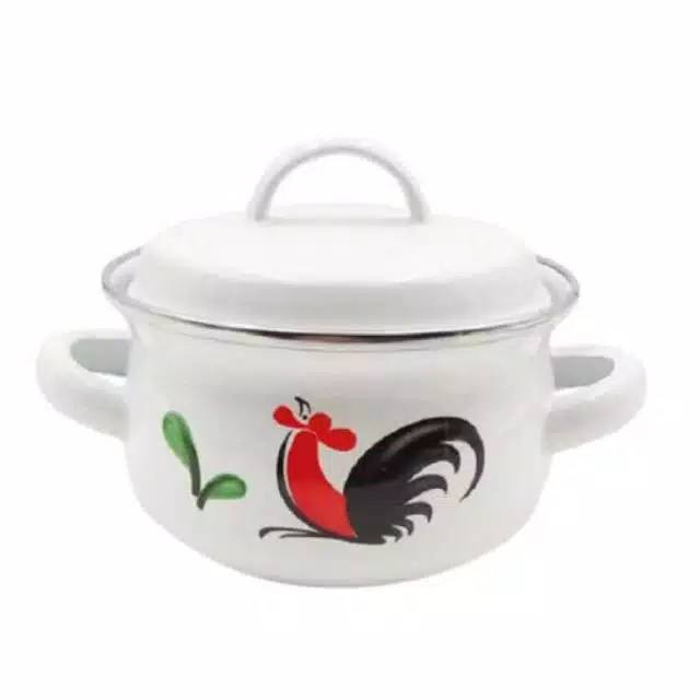 Panci mini pot motif kukuruyuk bahan enamel