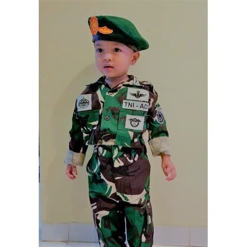 Ready stok Baju loreng TNI AD anak Kostum loreng TNI AD Baju profesi TNI AD - S Murah