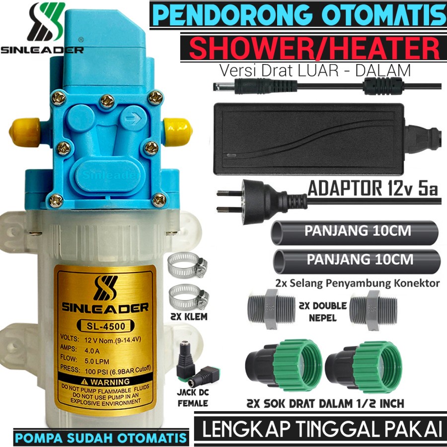 Paket Lengkap Pendorong Shower Otomatis Drat Luar dalam