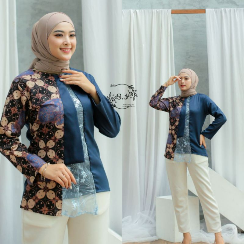 BAJU BATIK WANITA MODERN MONALISA GENES M,L,XL asli PEKALONGAN