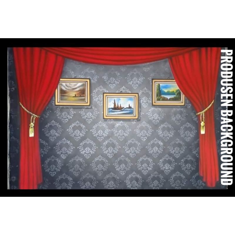 Kain Background Foto Studio 3x2,5m Motif Dinding Tirai Merah Backdrop Studio