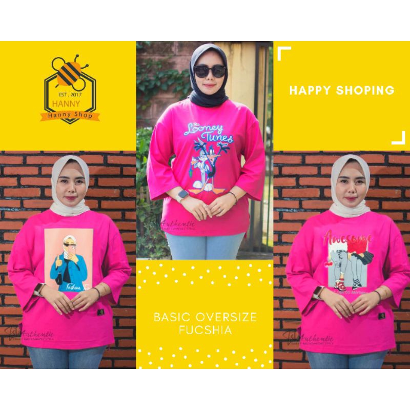 Kaos Oversize karakter // T-shirt Oversize Basic Top Hijab Style // Kaos wanita lengan 7/8 // ZOLAQU