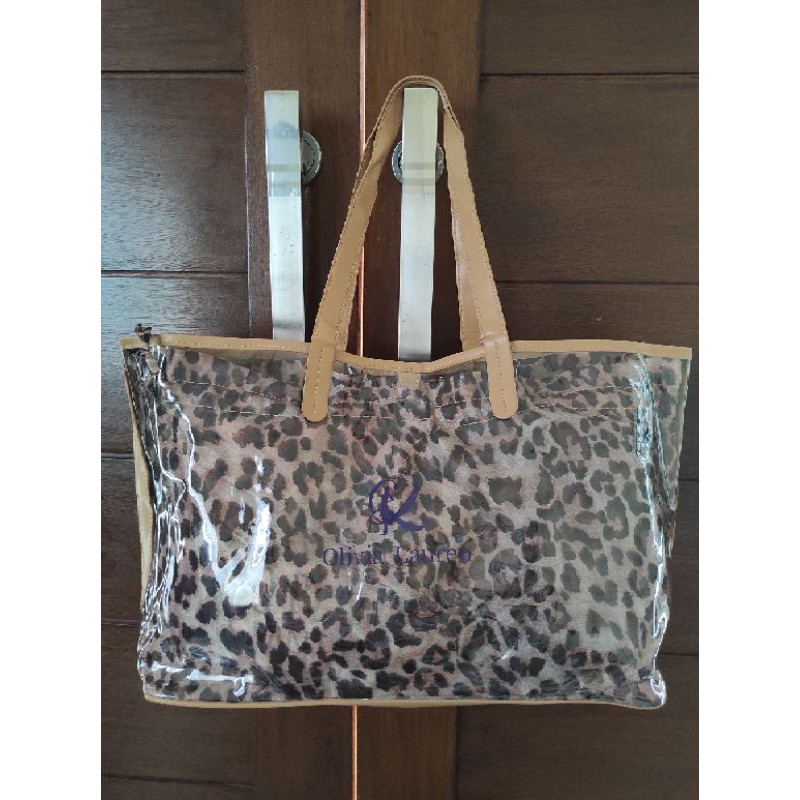 TAS TOTE LEOPARD TOTE TRANSPARAN TOTE BELANG PRELOVED