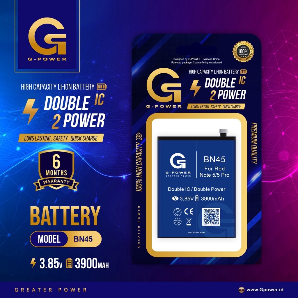 Baterai Batre GPower XiaoMi Redmi Note 5 / Note 5 Pro BN 45 Original / Batrai Battery Xiaumi Redmi BN45 Ori