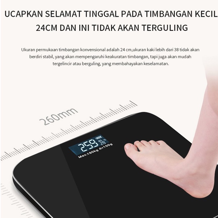 esok timbangan badan digital warna pink merah muda dengan usb charging anti pecah with lcd