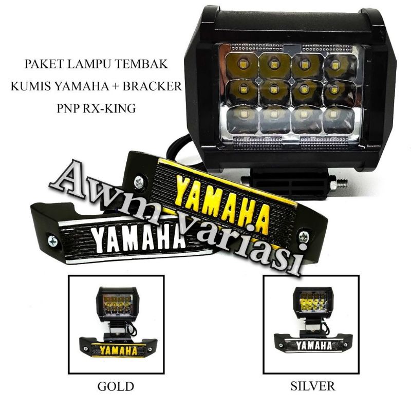 Lampu depan LED 6 LED 12 plus set kumis RX king hitam gold RX king RX spesial Bandung style