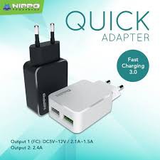 Adaptor Hippo Quick Charge Fast Charging 3.0 2usb Simple Pack