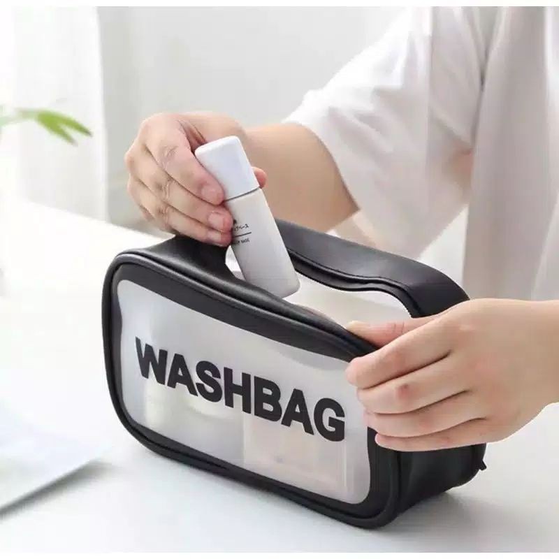 Tas Kosmetik Transparan Washbag Anti Air / Tas Travel Toiletry Bag Waterproof  - Pouch Make Up Toiletries - Tas Sabun Peralatan Mandi Travel