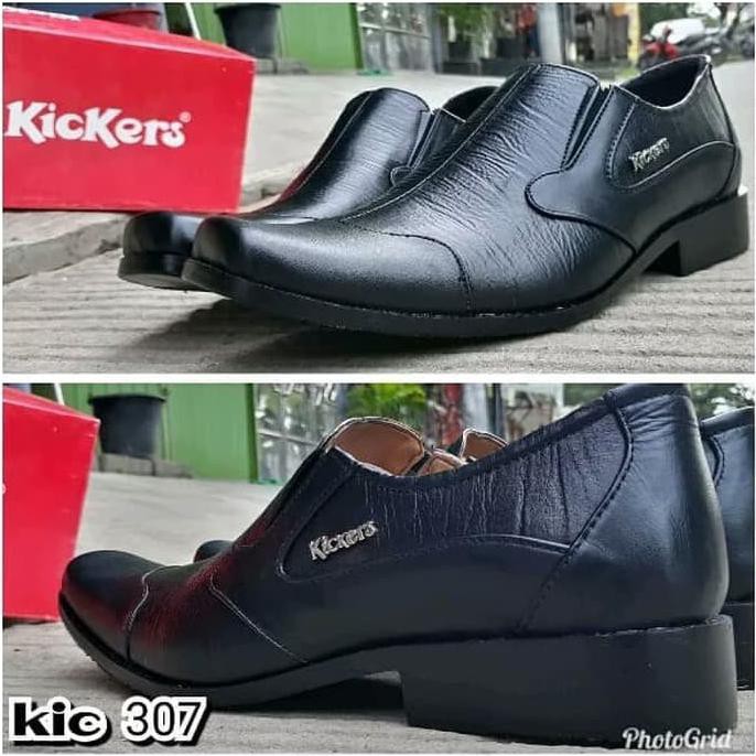 SEPATU PANTOFEL PRIA KULIT ASLI KICKERS - HITAM, 39