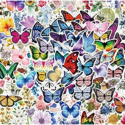 Pretty Butterfly Flowers Paper Sticker (10pcs)