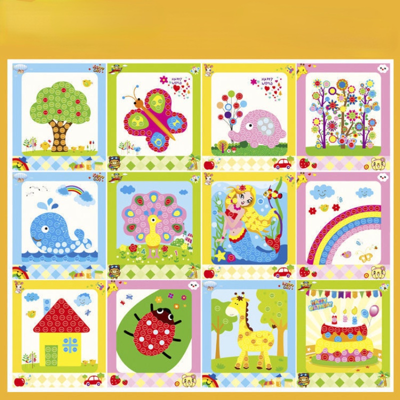 Mainan Lukisan Kancing Handmade Diy Untuk Anak Tk