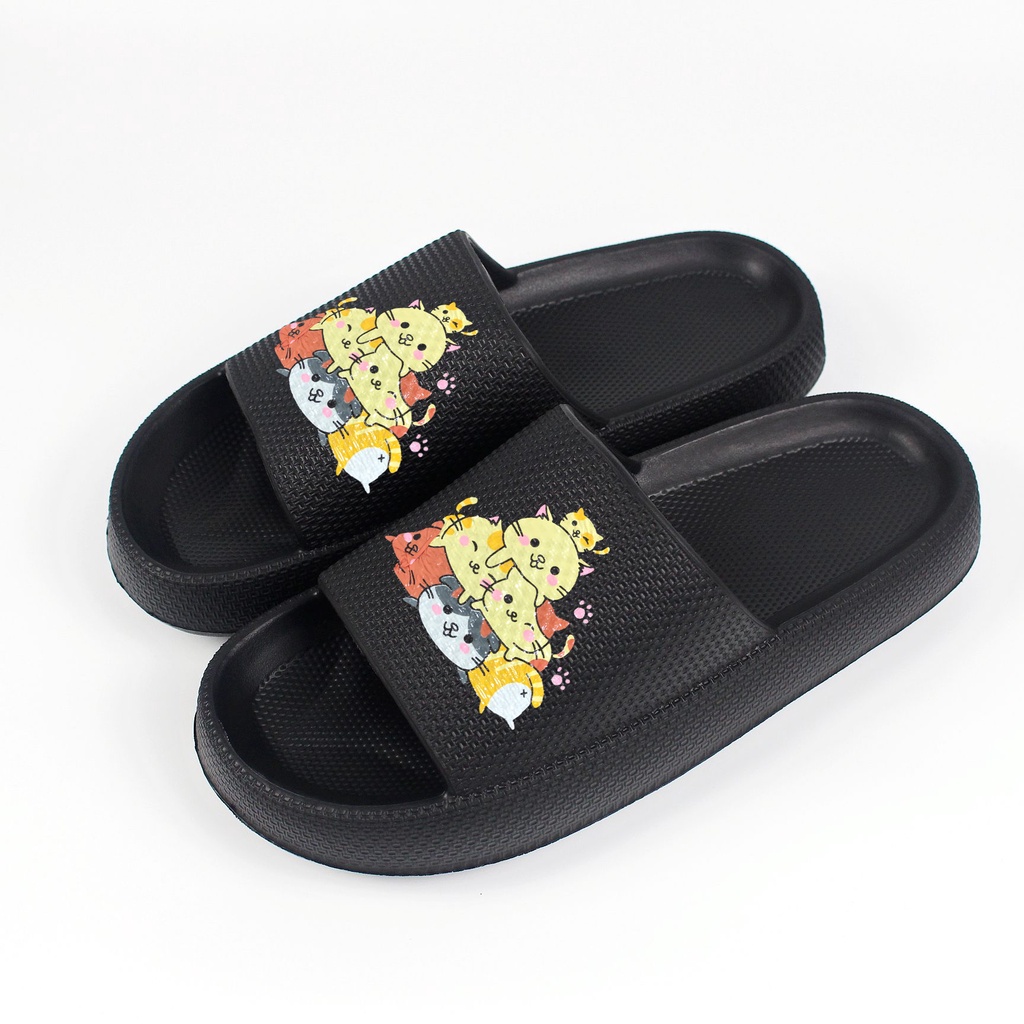 Sanlie Sandal Slop Anti Selip Anti Air / Sandal Wanita Slip On dengan Karakter Kucing V08 (K)