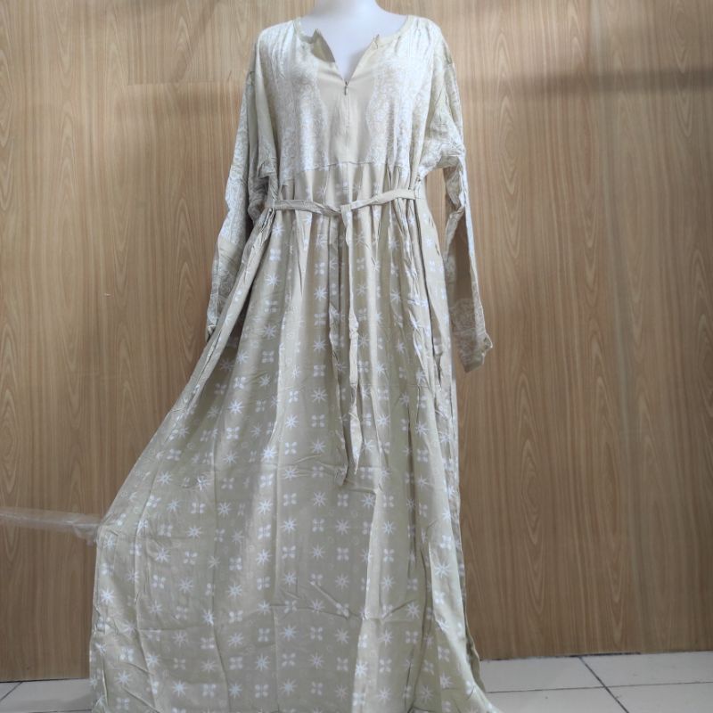 Batik Huza Longdres Wiru Oval Resleting Jumbo Soft