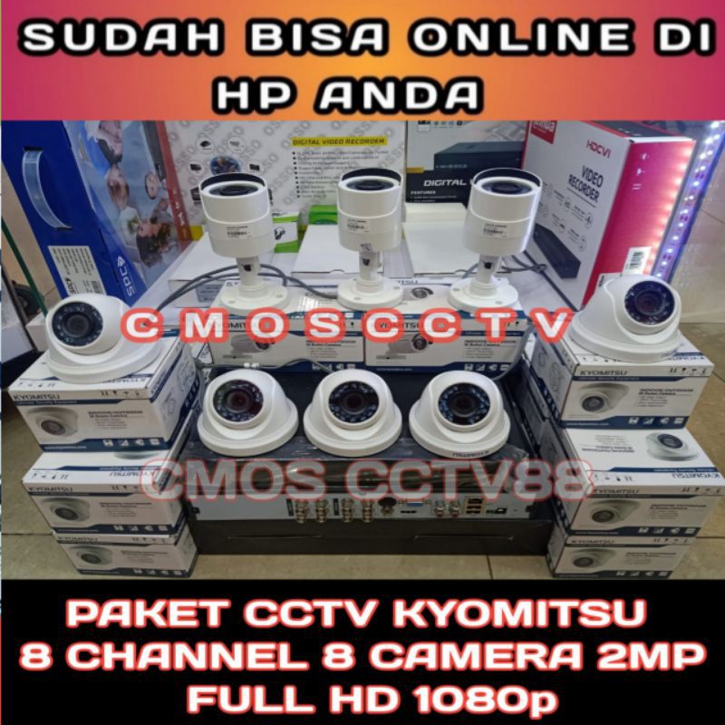 PAKET CCTV KYOMITSU 8 CHANNEL 8 CAMERA 2MP/1080P KOMPLIT HDD 2 TERRA