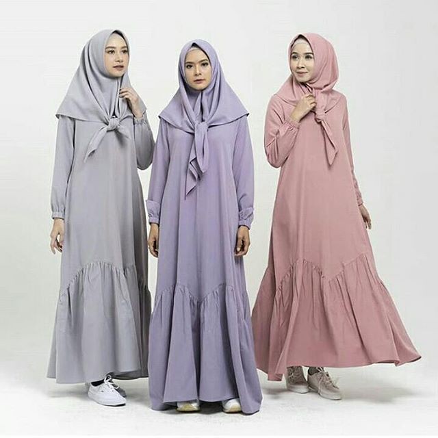 (WOLLYCREPE) RENATA SET | Gamis Maxi Dress Polos Linen | mala CB1