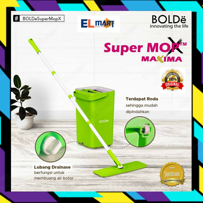 BOLde Super mop X Maxima Alat pel lantai tanpa peras ada roda