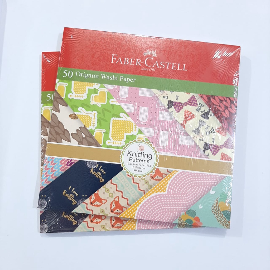 

Origami Washi Paper FABER CASTELL 15x15cm Knitting Patterns 1 Pak isi 50 Sheets [10 Motif]