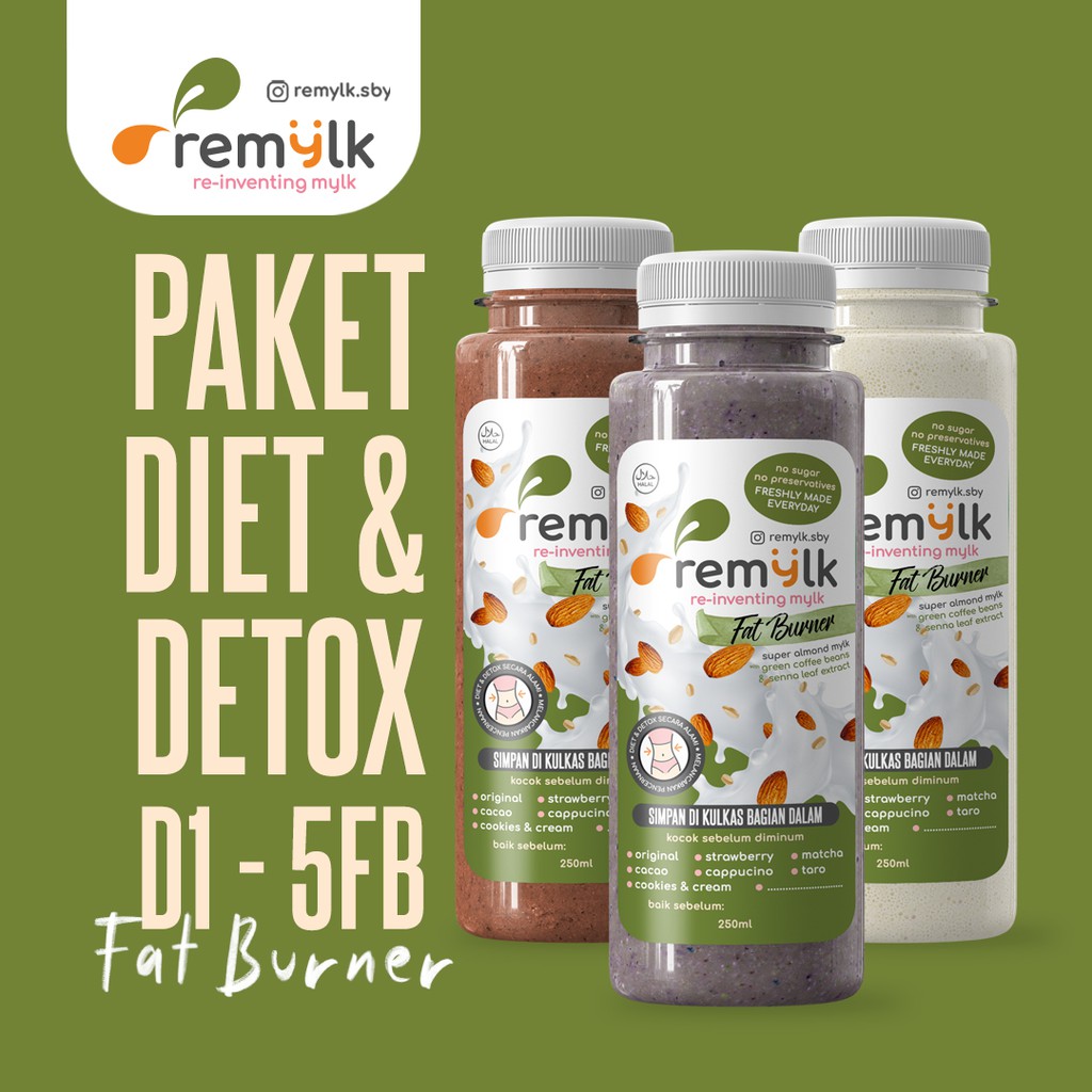 

Paket D1 (5 Remylk Fat Burner) - Susu Almond & Oat untuk Diet Sehat