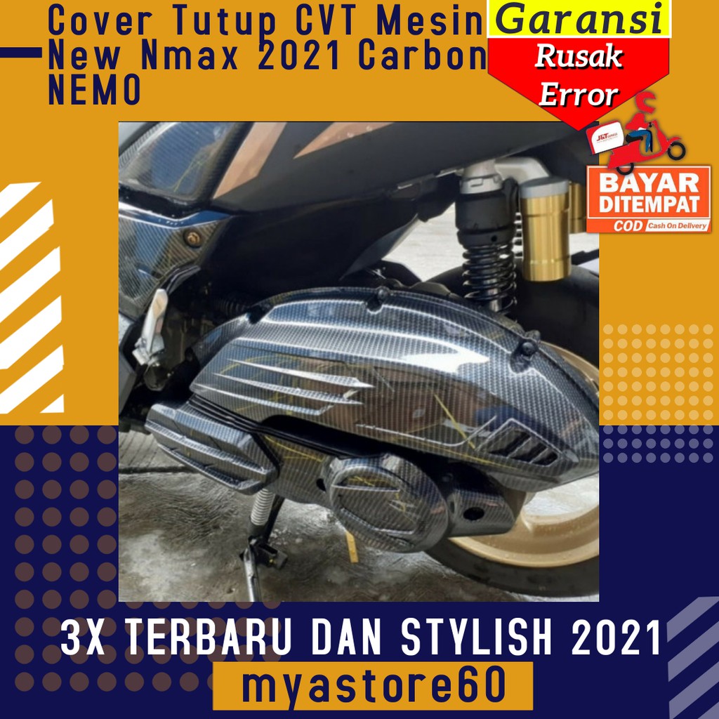 Cover Tutup Tameng CVT Mesin Yamaha New Nmax 2021 Aksesoris Variasi Carbon NEMO Cover CVT Nmax New