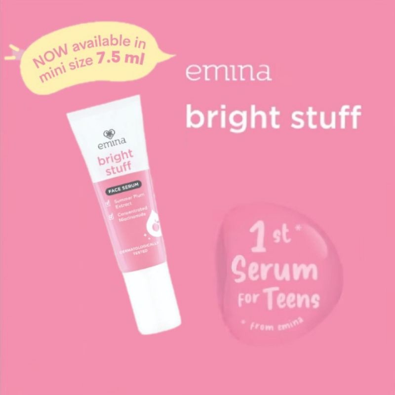 PROMO!! Bright Stuff Face Serum 30 / 7.5 ML Emina / Melindungi kulit dari polusi debu dan kotoran