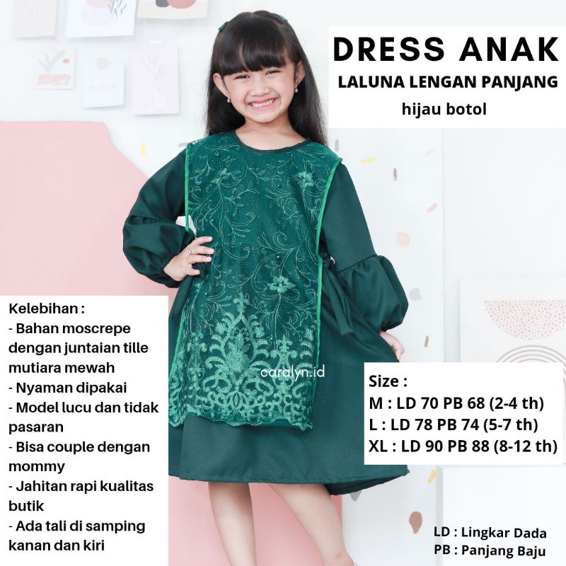 DRESS BRUKAT ANAK LALUNA LENGAN PANJANG DRESS PESTA